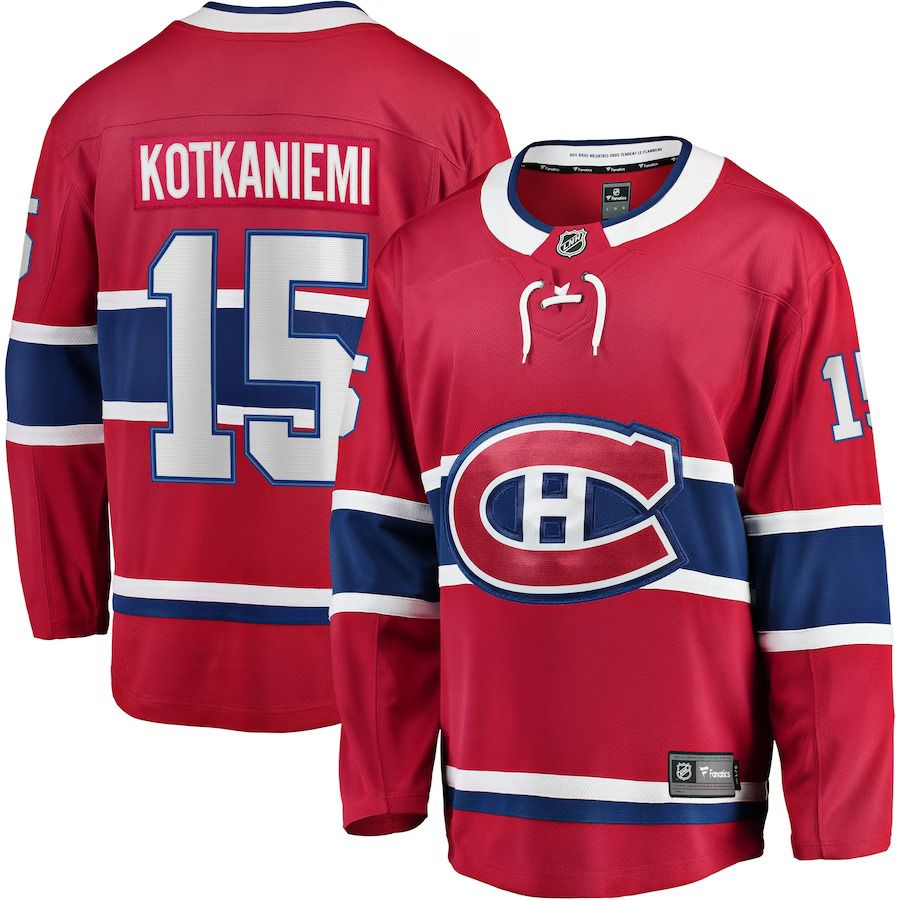 Men Montreal Canadiens 15 Jesperi Kotkaniemi Fanatics Branded Red Home Breakaway Player NHL Jersey